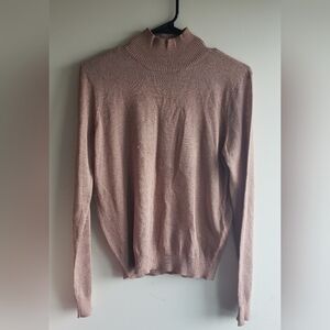 Noisy may Pink Tan Turtleneck Sweater Fine-Knit